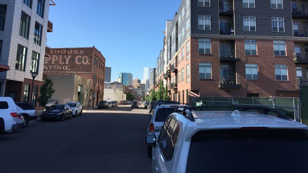 Street-level low light example from Downtown Denver Lodo, cropped to show the local street context.
