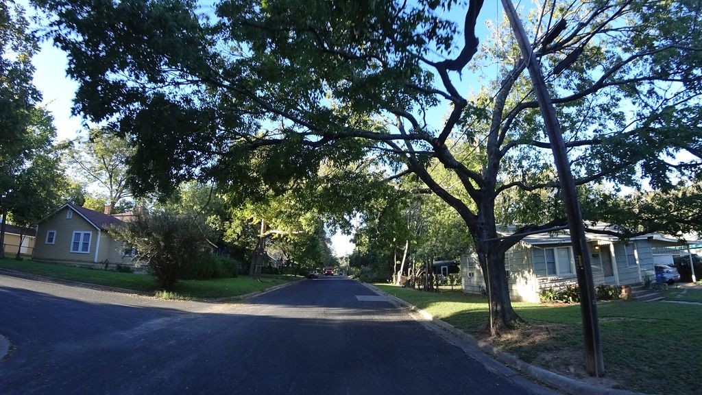 Street-level low light example from Hyde Park Austin, cropped to show the local street context.
