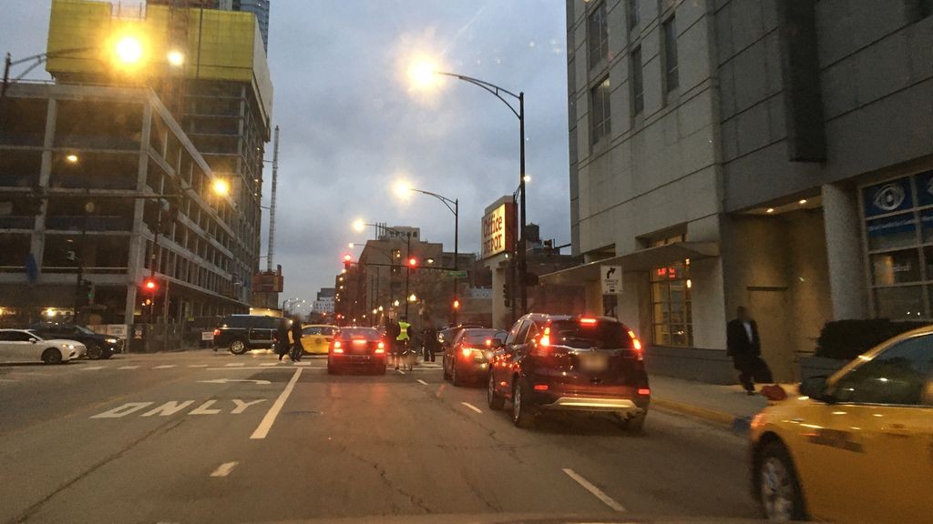 Street-level low light example from West Loop Fulton Market Chicago, cropped to show the local street context.